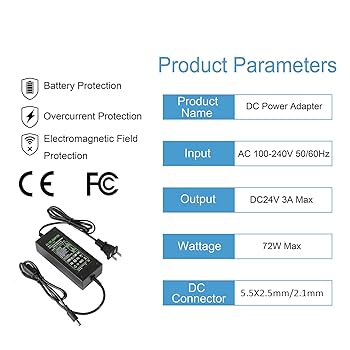 Amazon.com: LXLQZXW 24V 3A AC to DC Converter, 100240V AC